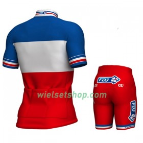 Kind Fietskleding (Fietsshirt + Fietsbroek Kort) 2017 FDJ Frans kampioenschap Kids